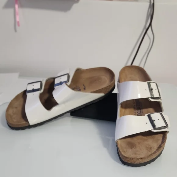Birkenstock White Soft Footbed Sandals - Picture 2 of 6